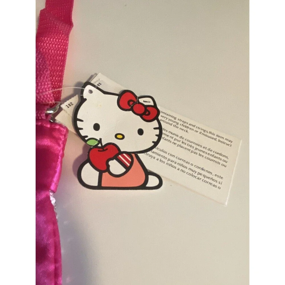 Hello Kitty Pink Stripe Sequined Girl's Crossbody Bag 2012 Adjust Strap NWT 8x8”